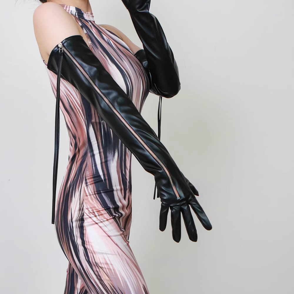 Leather Driving Glove - Luva longa com zíper de couro