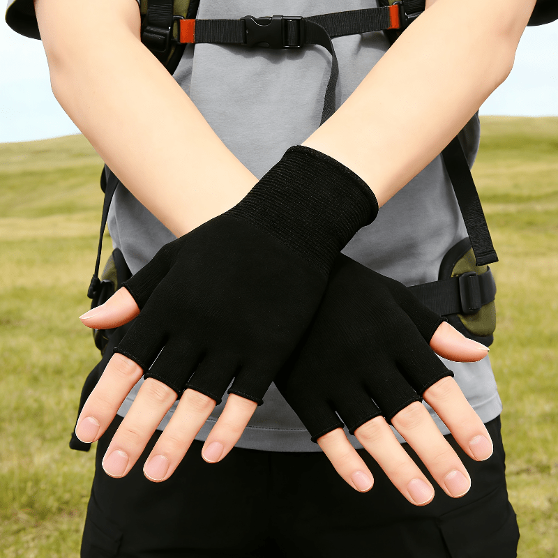 Luvas Pretas de Malha Sem Dedo - Fingerless Glove Knit avaliação e preço