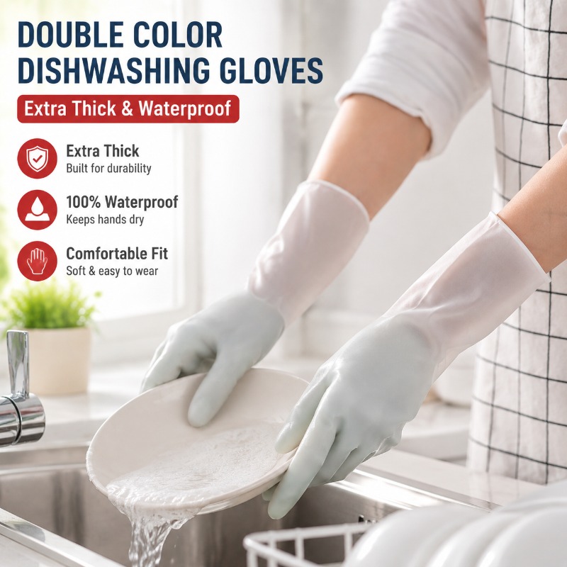 Luvas de PVC Dupla Cor para La - Dish Glove Rubber avaliação e preço