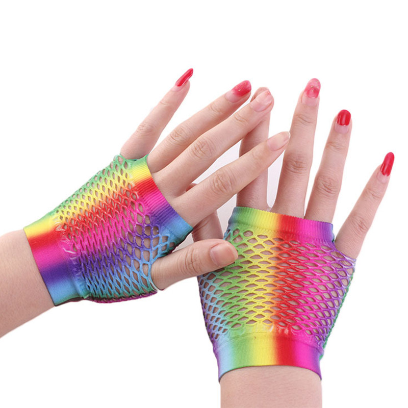 Senhoras sexy arco-íris cor cu - Fingerless Glove Knit avaliação e preço