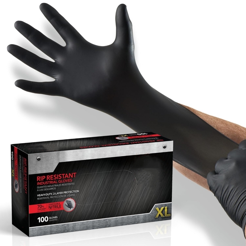 100PCS Luvas de Nitrilo Pretas - Nitrile Mechanic Glove avaliação e preço